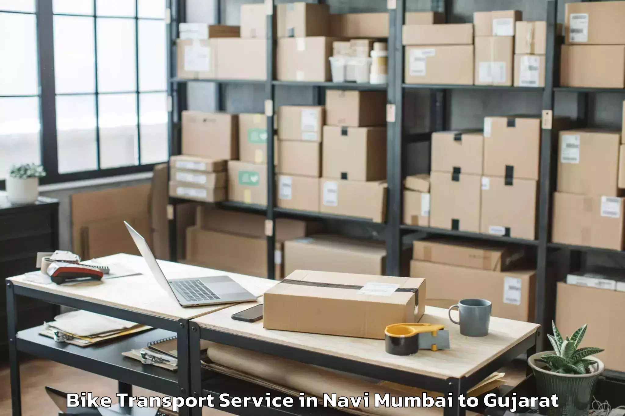 Efficient Navi Mumbai to Tharad Bike Transport